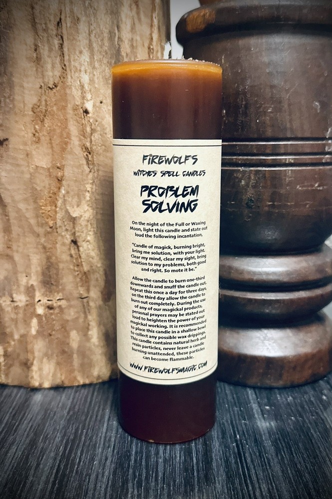 Problem Solving Magick Pillar Candle Handmade, Organic, Witchcraft, Hoodoo