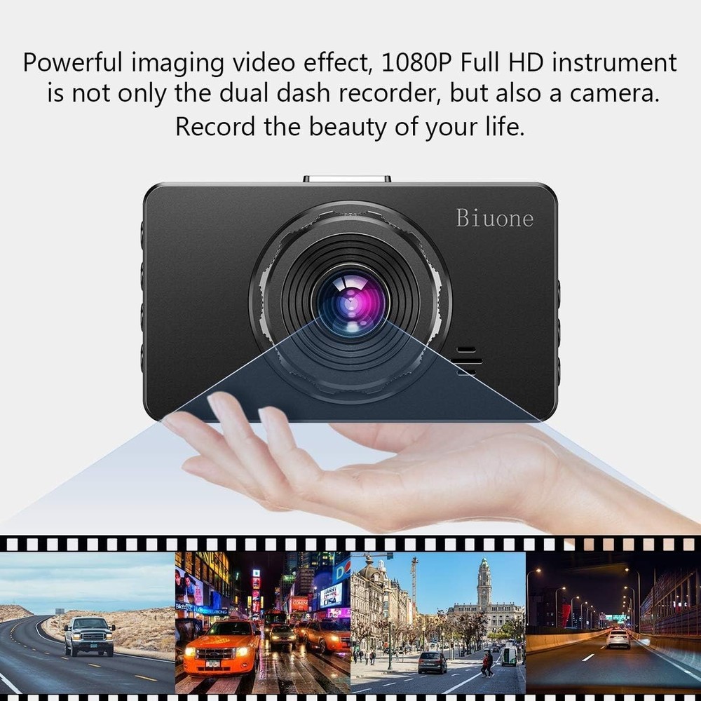 Car Dash Camera Front Rear 1080P with Loop Recording & G-Sensor - Night Vision