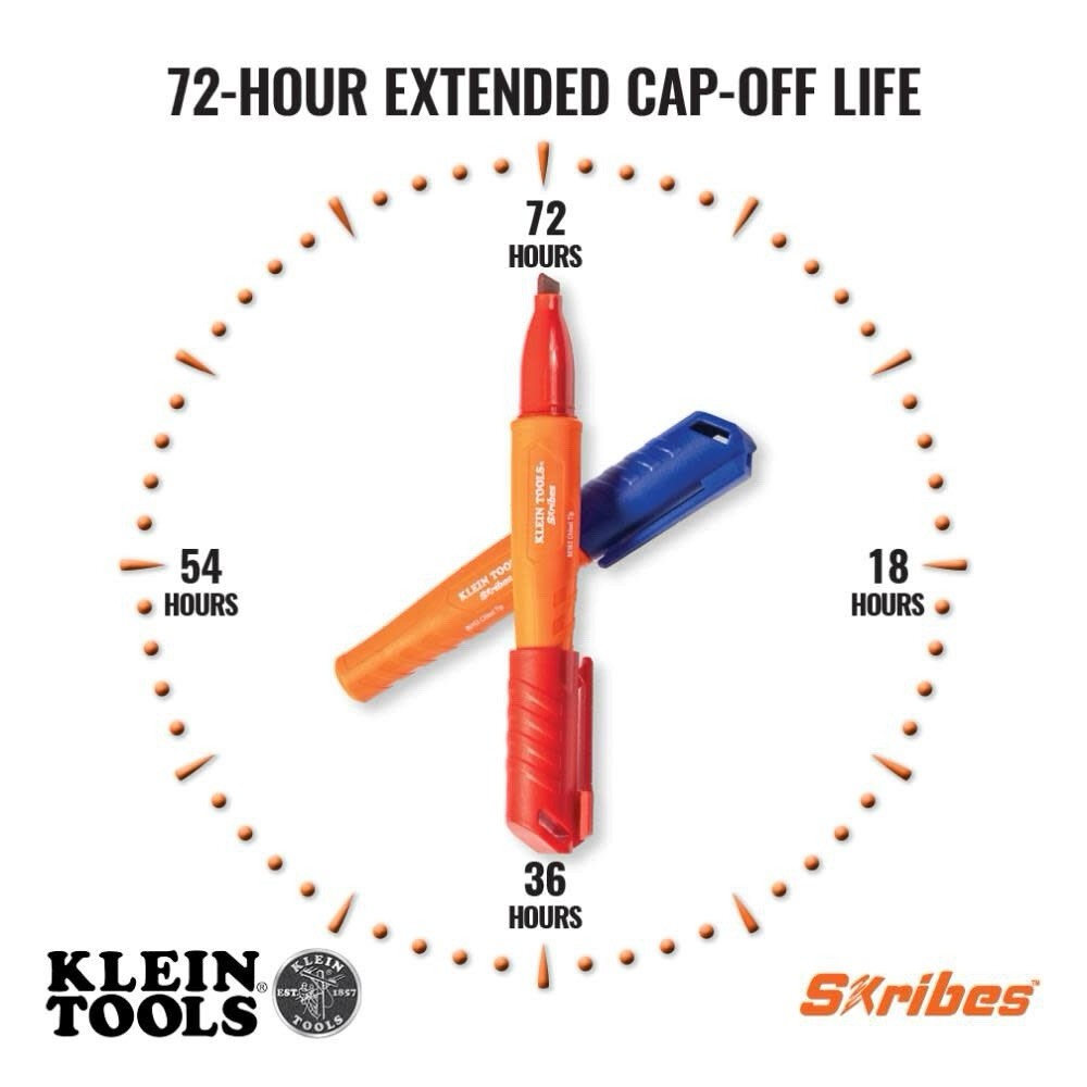 Klein Tools 861923 Skribes™ Chisel Tip Permanent Markers, Multi-Color, 3-Pack