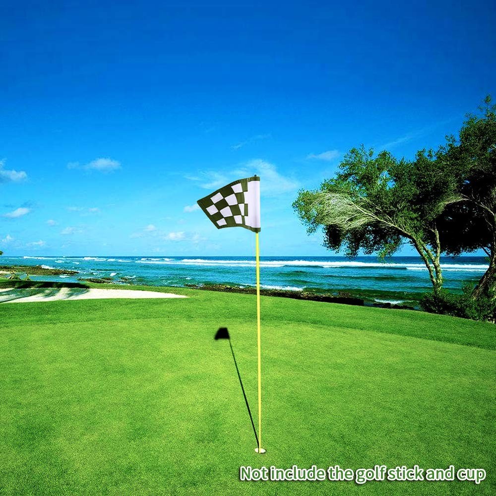 Nylon Golf Putting Green Flags - Solid & Checkered, White-Green