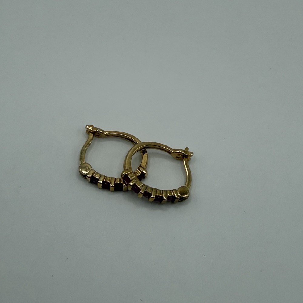 925 Sterling Silver Ruby Earrings Marked Saddleback Closure Vintage Pair