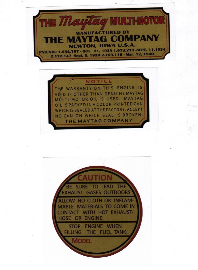 Maytag Gas Engine Decal Set Twin & Singles 92 72 Multi Motor Wringer Hit Miss