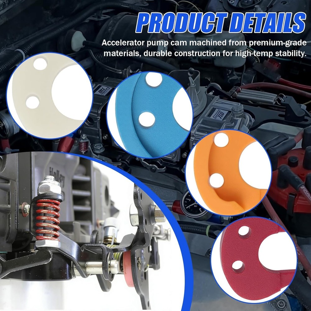 20-12 Accelerator Pump Cam Assortment Kit, 8 Color-Coded Accelerator Pump Cams,