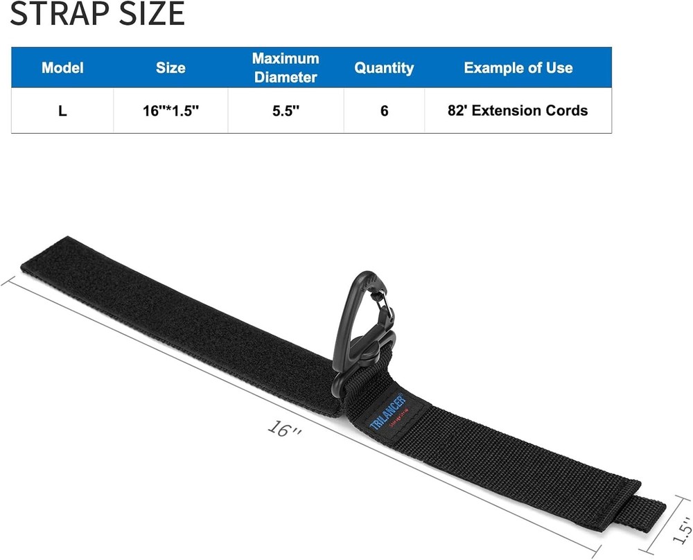 Hook-and-Loop Storage Straps with Triangular Buckle to Hang on Walls for Garage