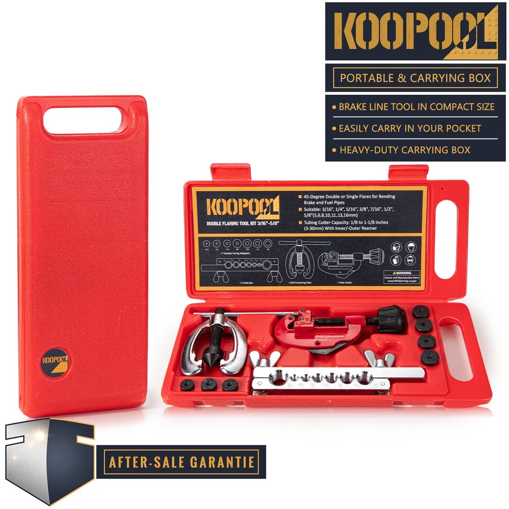 KOOPOOL Double & Single Flaring Tool Kit for Brake Line HVAC System 10PCS
