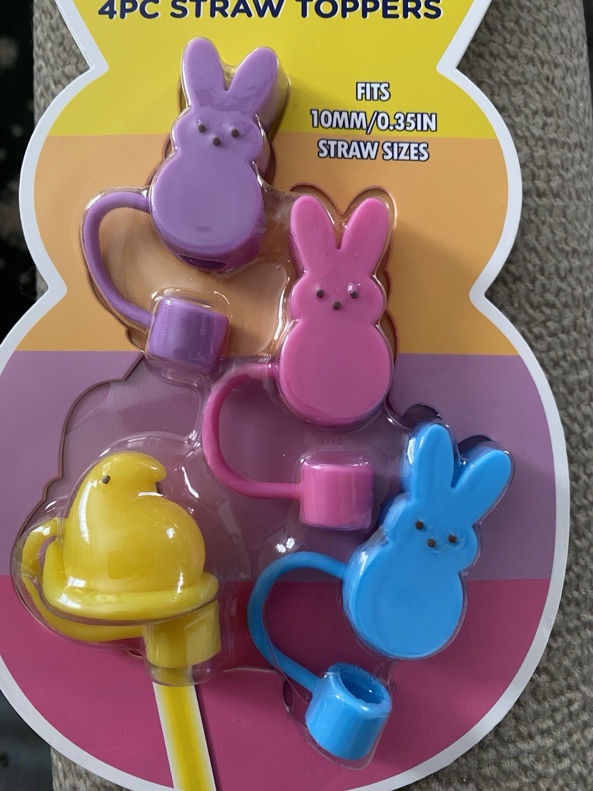 Peeps Easter Straw Toppers Set of 4 Fits 10mm Straws New