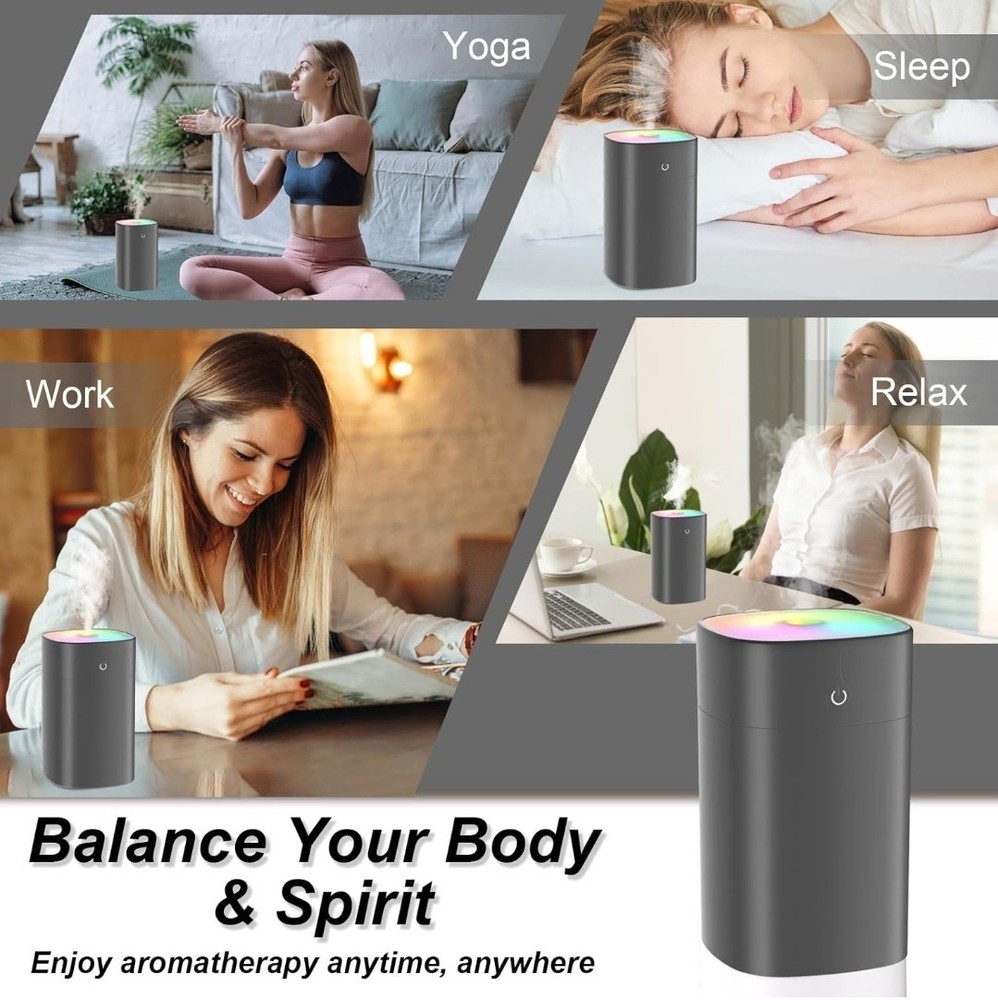 Super Silent USB Mini Humidifier & Aroma Diffuser - Portable Cool Mist - Gray