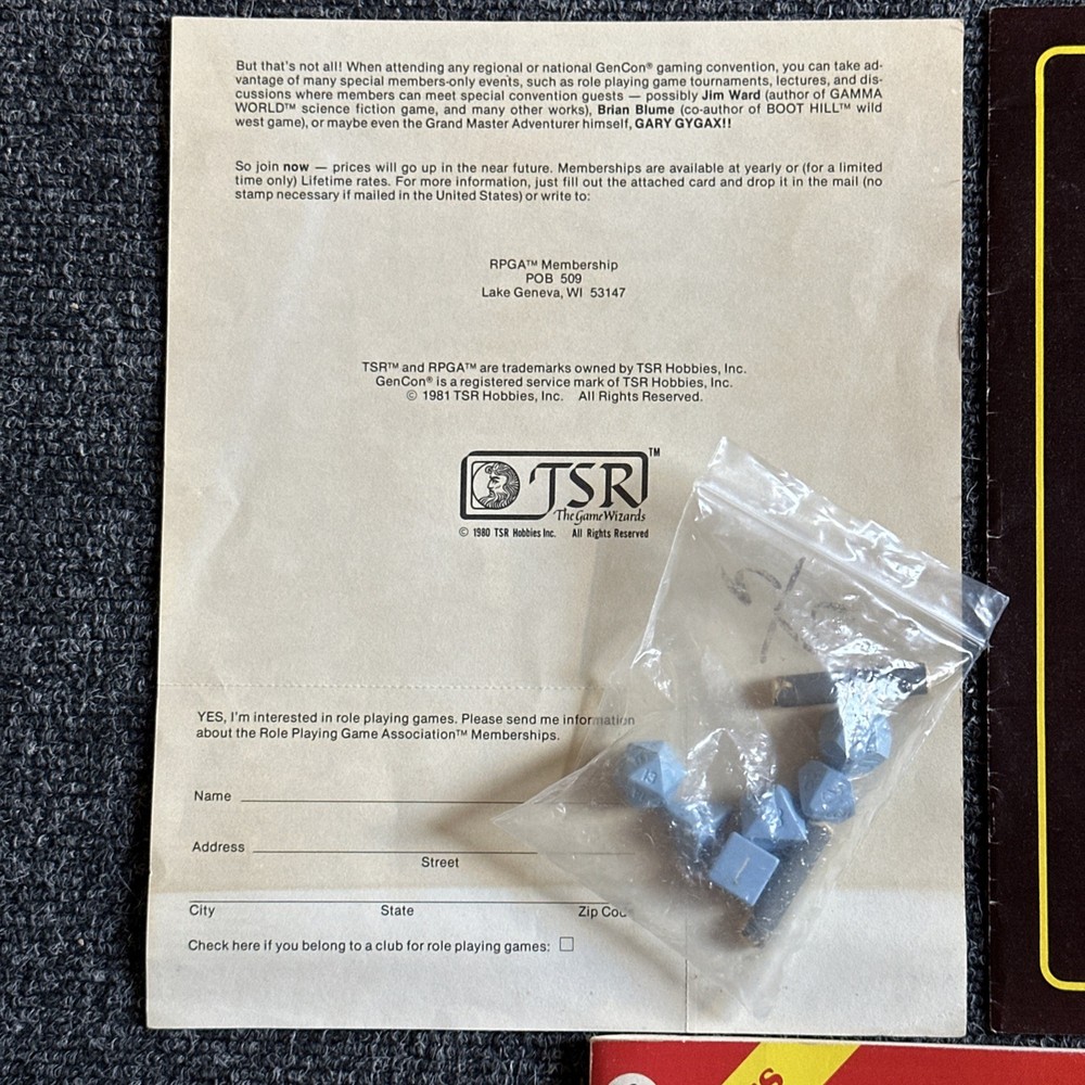 Dungeons and Dragons D&D Basic Set BOXED Including Original Dice Vintage TSR 🟡