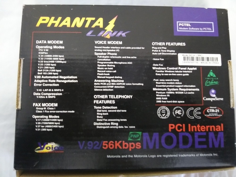 Phanta-Link V.90/56kbps PCI internet Modem