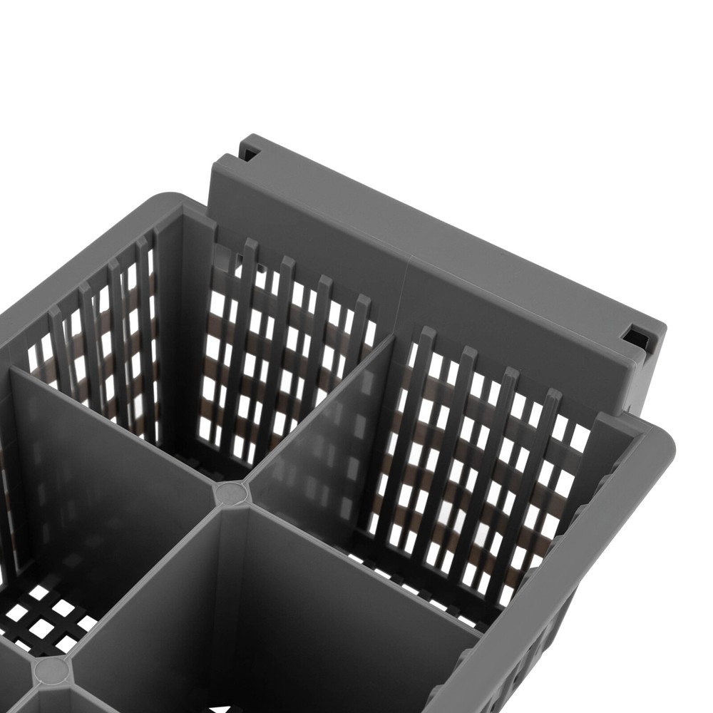 2pcs Flatware Set in PP Buffet 8 Compartments Flatware Drying Container Gray