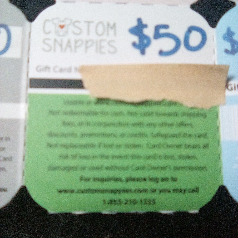 $50 Custom Snappies Gift Card - Customsnappies.Com