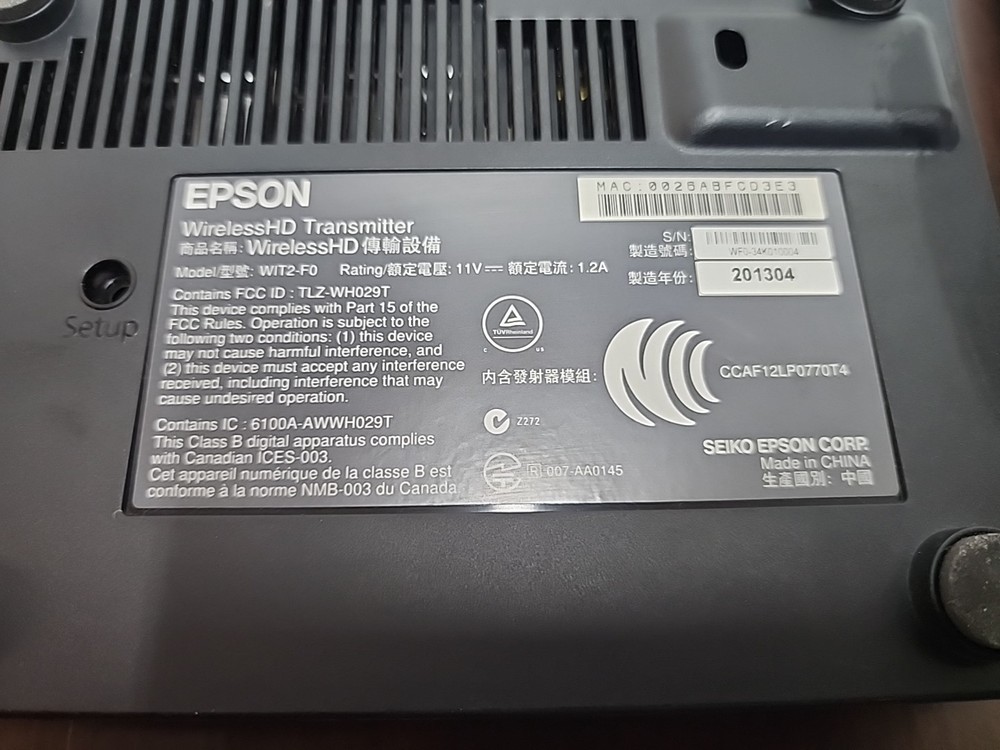 Epson Wireless HD Transmitter WIT2-F0 With Power Adapter