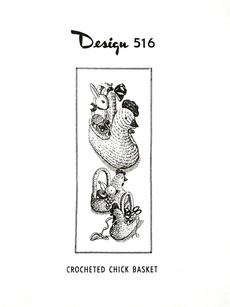 Crocheted Chick Basket with Handle Pattern (Reprint)