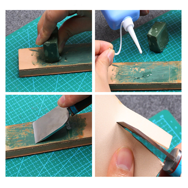 Double Sided Leather Strop Tool Paddle Compound Knife Kit Sharpener Honing
