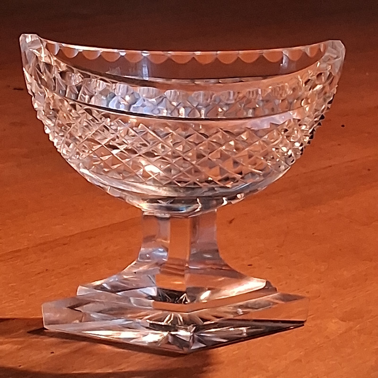 Antique ANGLO IRISH Crystal Georgian  NAVETTE GLASS  SALTER DISH