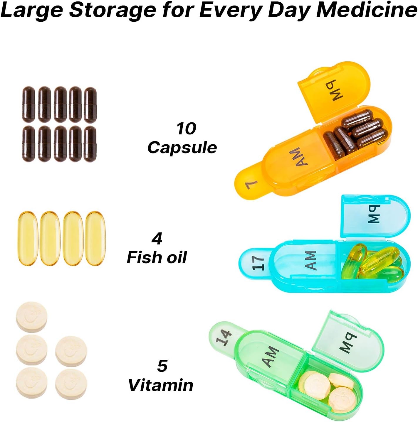 Daviky Monthly Pill Box Organizer 2 Times a Day - 30 Day Pill Box AM PM,BPA Free