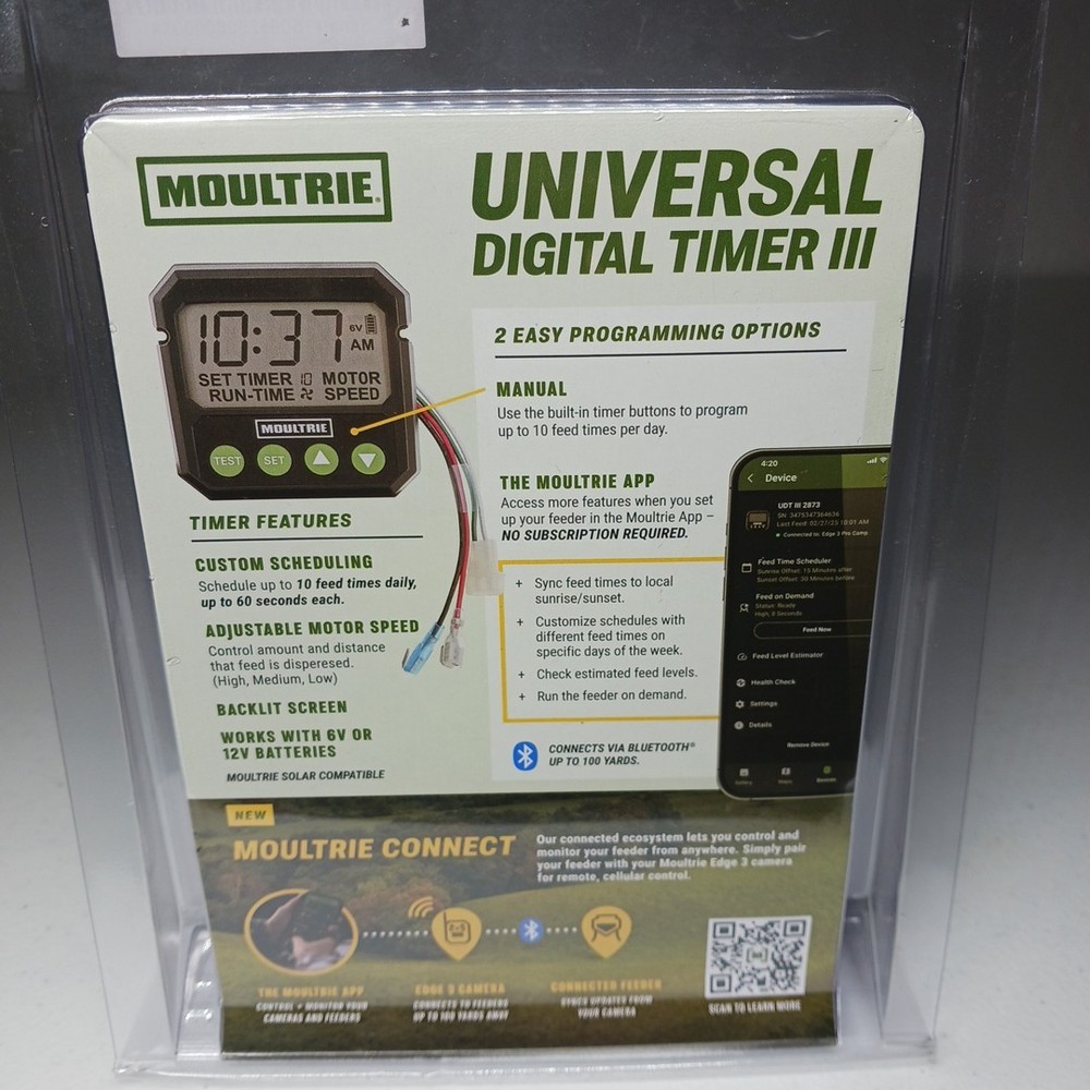 Moultrie Universal Digital Timer III - Deer Feeder Timer BLUETOOTH 6 OR 12 Volt