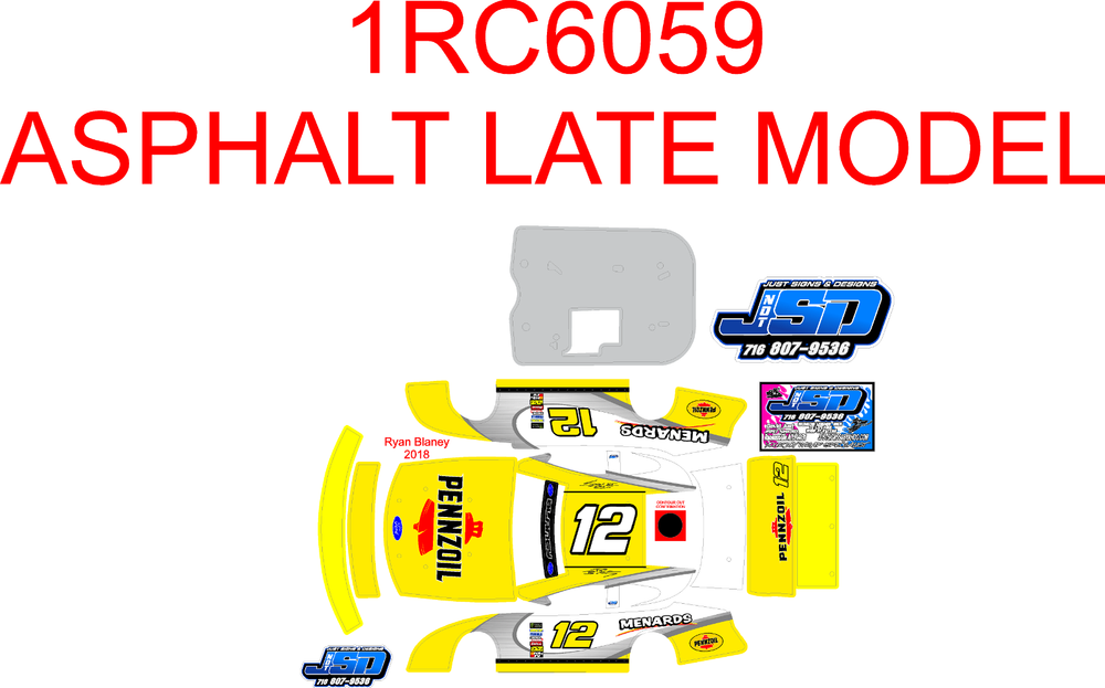 1RC ASPHALT LATE MODEL 1RC6059 WRAP Ryan Blaney 2018