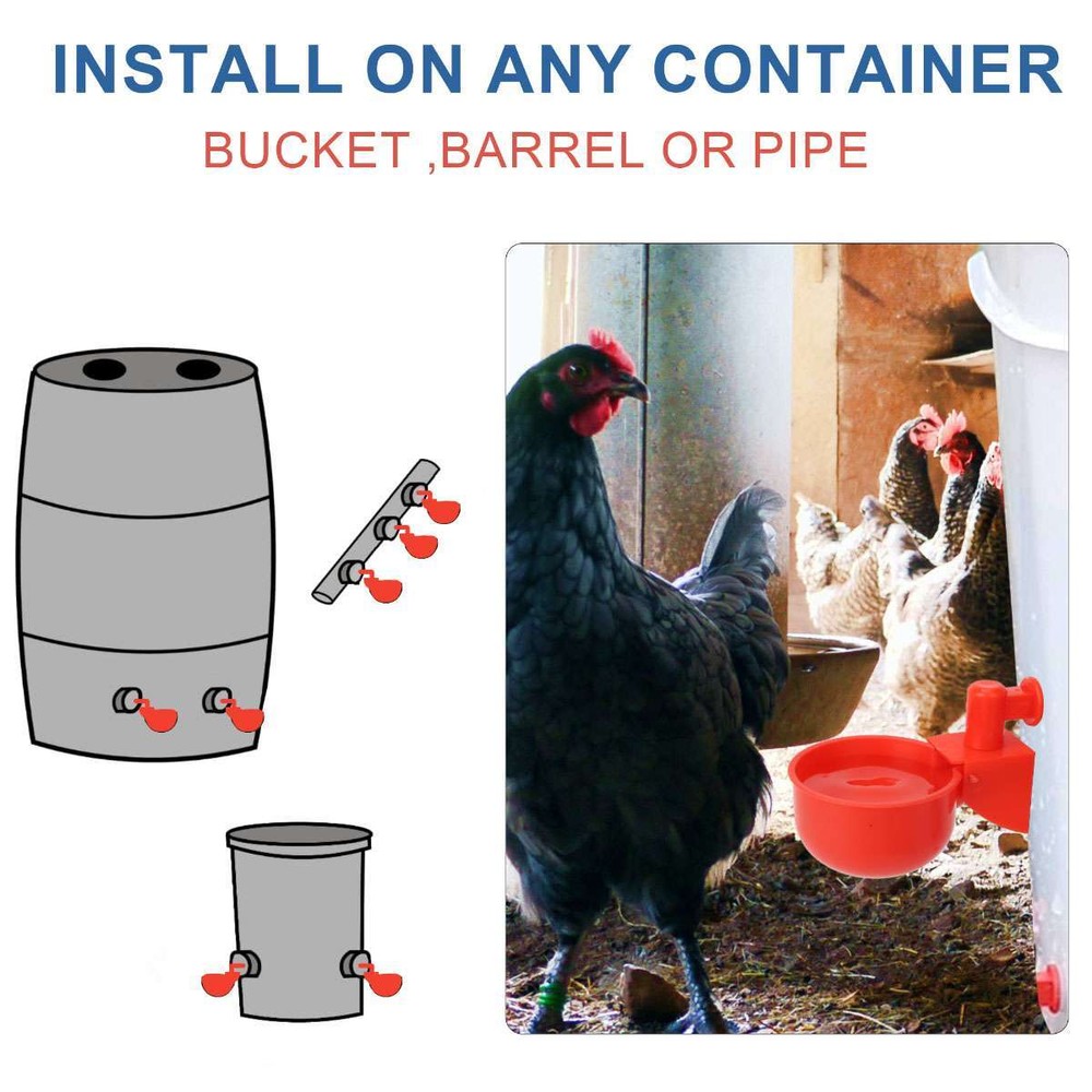 6Pcs Automatic Water Cups Poultry Drinker Waterer Chicken Duck Quail Drinking US