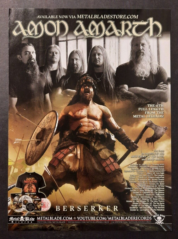 AMON AMARTH "Berserker" Swedish death metal ~ Magazine Print/Promo Ad 2019