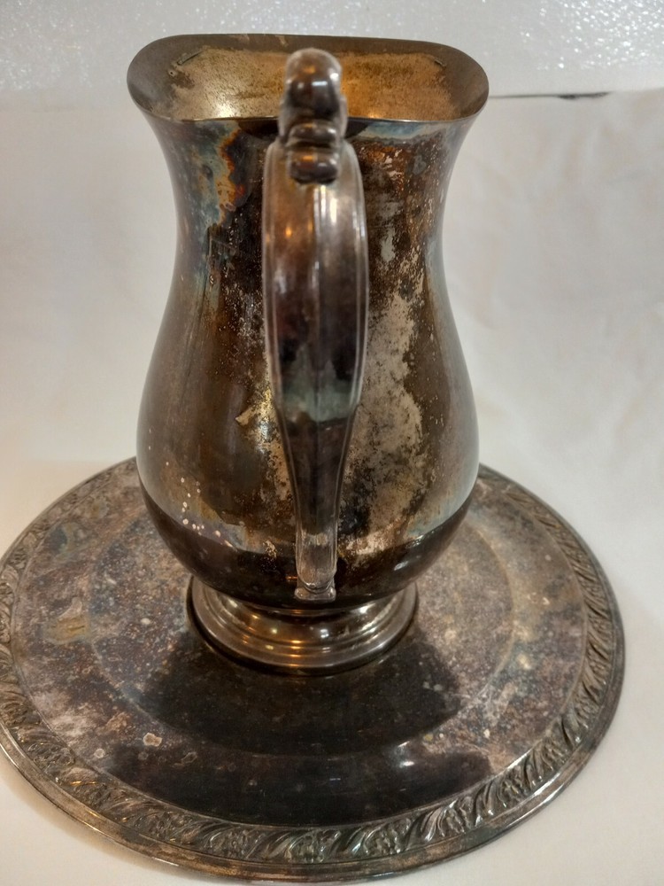 Vintage Silverplate Water Pitcher With Matching Plate