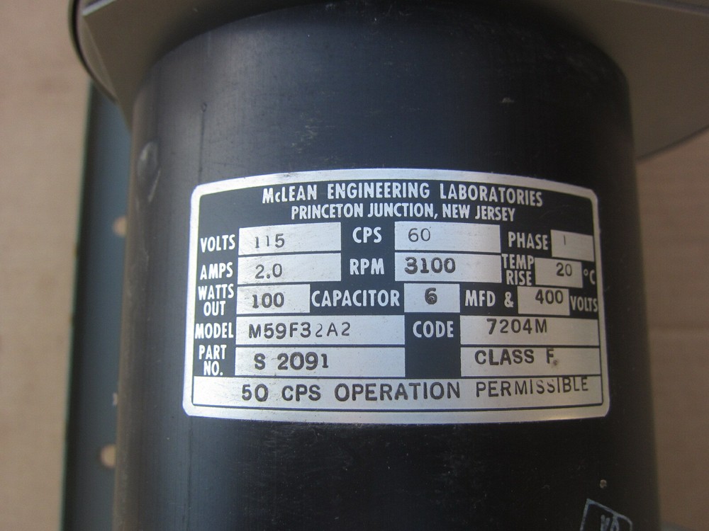 McLean Engineering R2EB412A M59F32A2 115V Blower, Used
