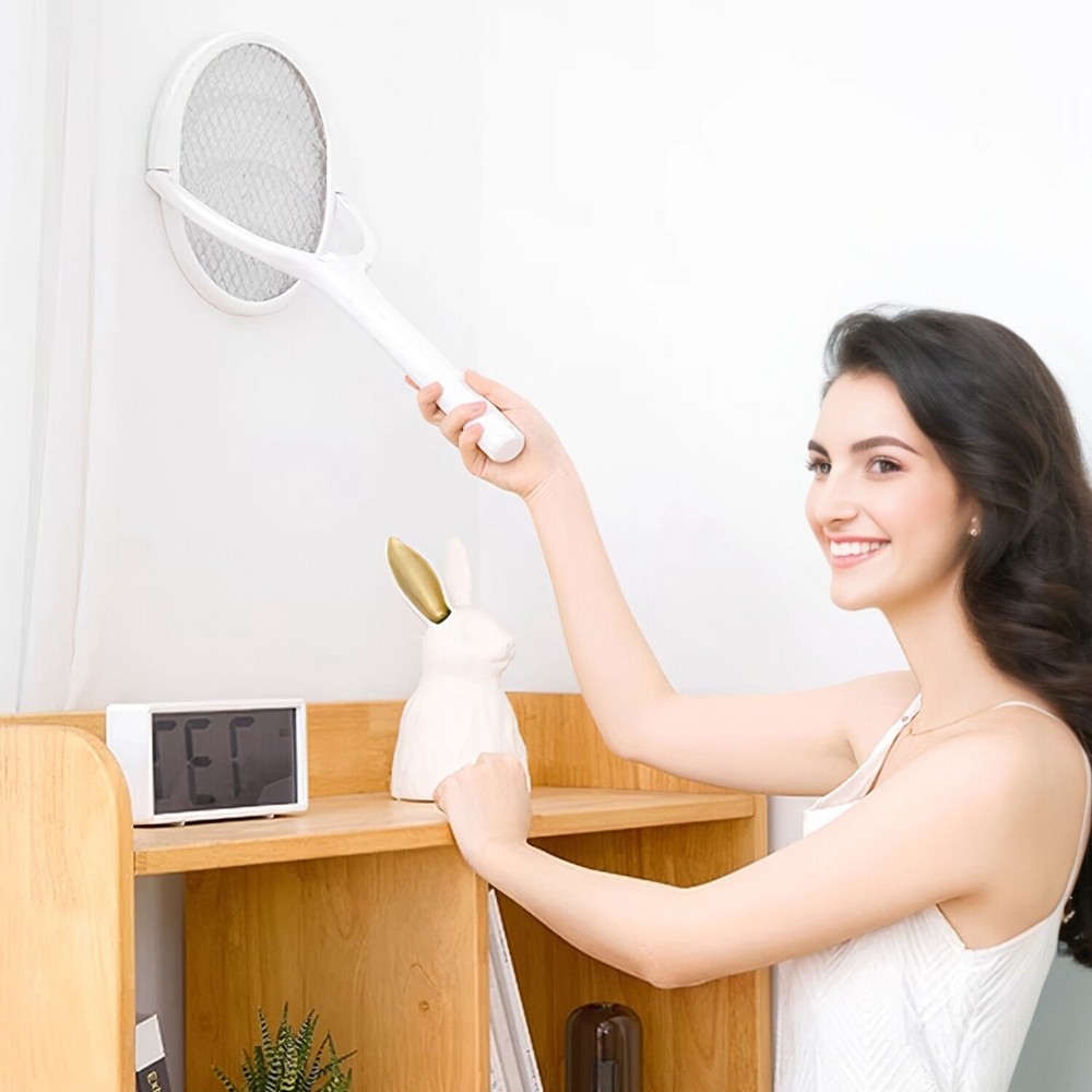 Rotating Head Mosquito with a Telescopic Extension Bug Zapper Racket