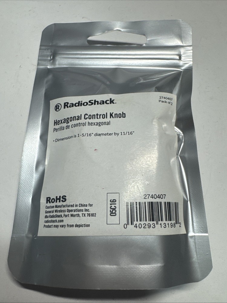 2 Pack Radio Shack 1-5/16” Hexagonal Control Knobs Shaft 274-0407 2740407