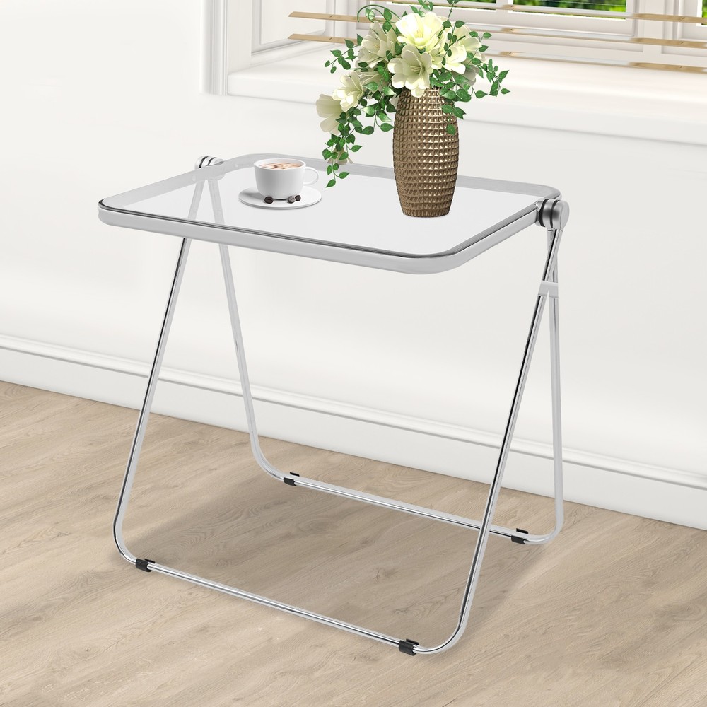 Folding Tray Table Clear Side Table Transparent End Clear Furniture Tiny Desk