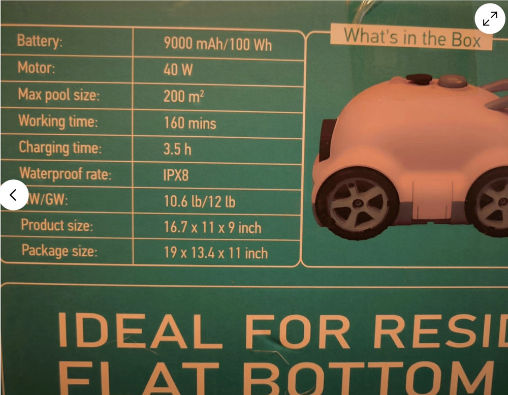Hinice Cordless Robotic Pool Cleaner,Automatic Pool Vacuum Robot up to 2153 sqft