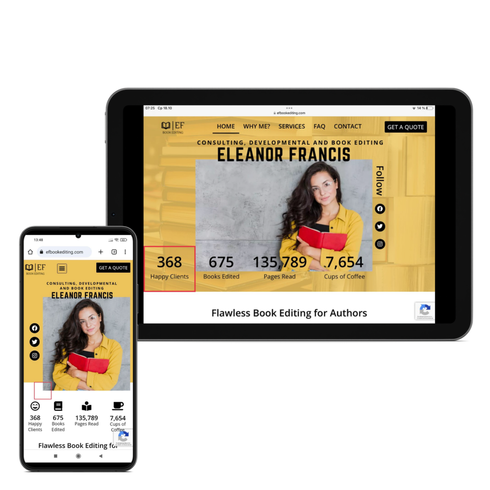 Book Editor Website Design Responsive Wordpress FREE Domain and Hosting SEO