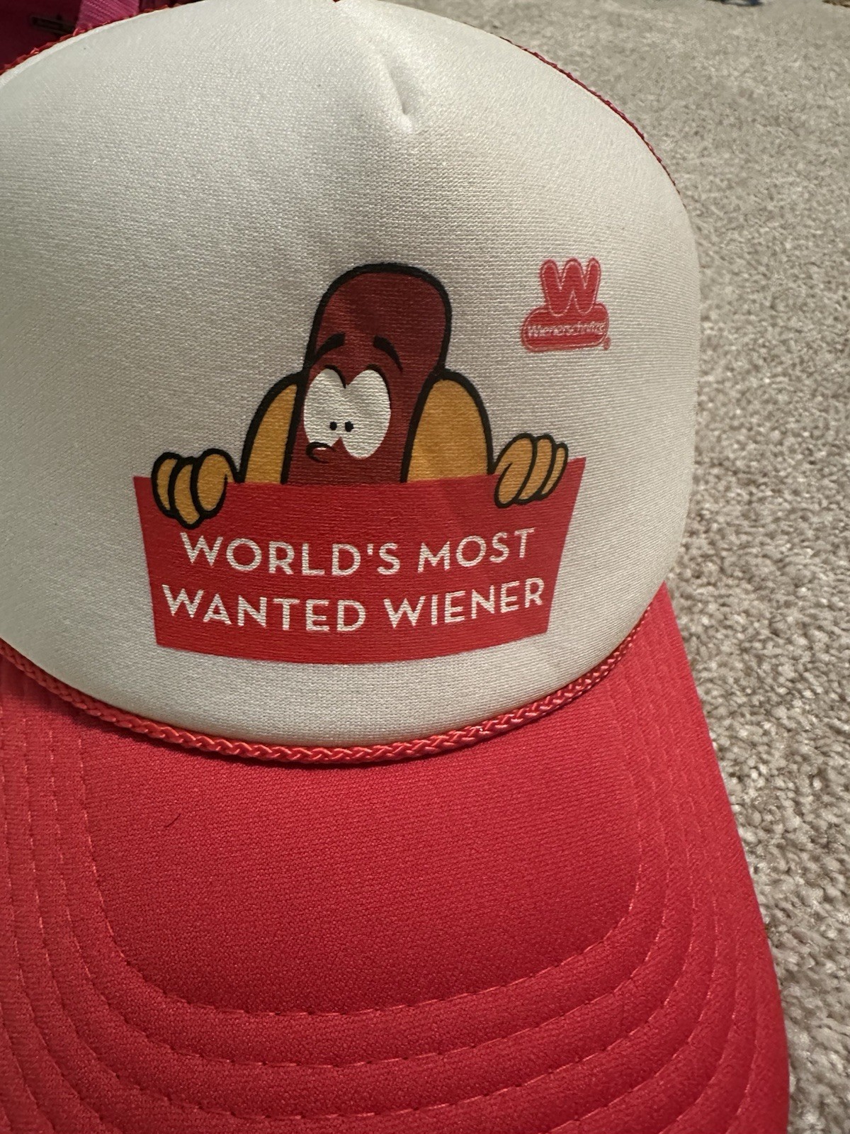 Wienerschnitzel "WORLD'S MOST WANTED WEINER" Baseball Cap HAT Red HOT DOG