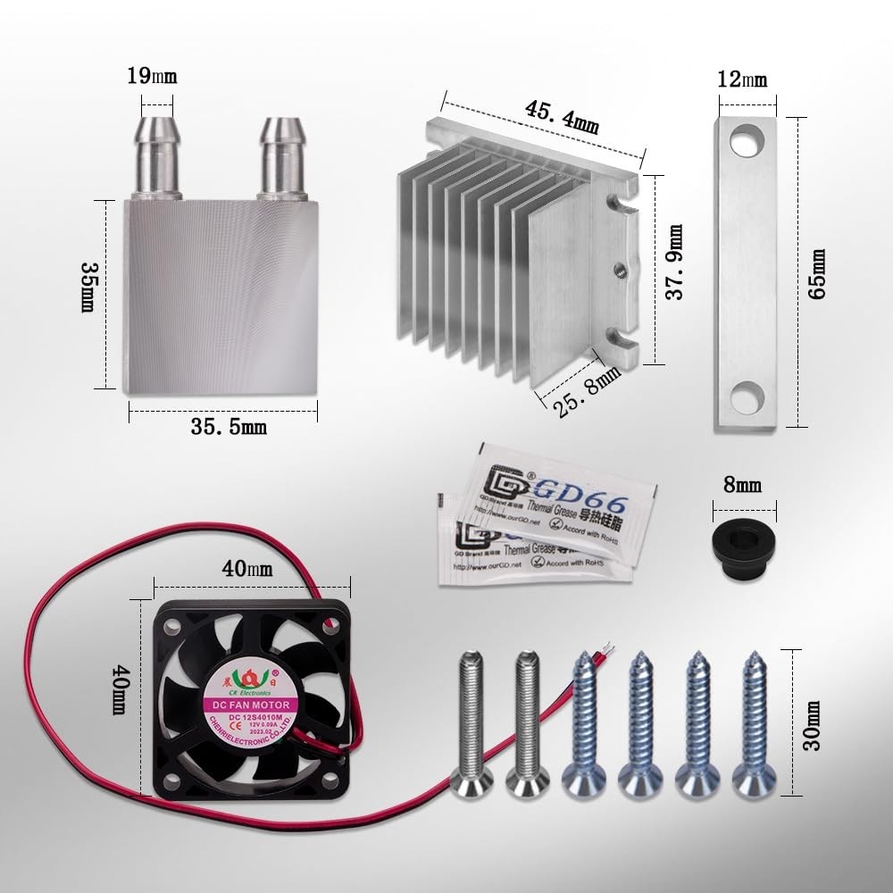 Compact 12V Cooling Fan System - Efficient Air & Water Heat Sink Solution