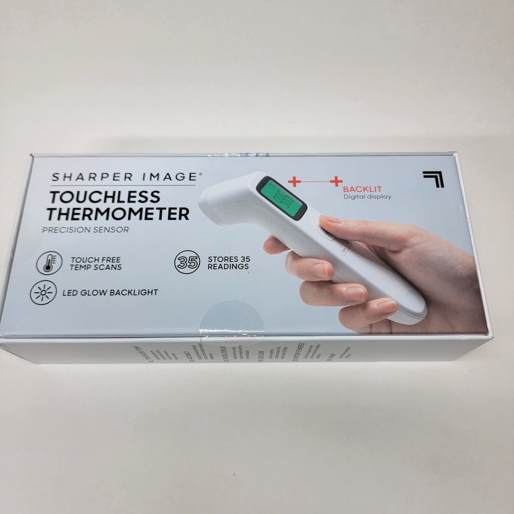 Sharper Image High Precision Touchless Thermometer - White - Digital Display NEW