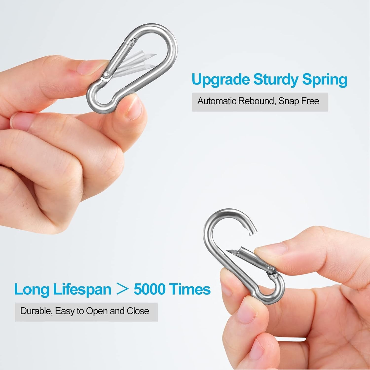 10 PCS Stainless Steel Carabiners Spring Snap Hooks Heavy Duty Keychain Clip NEW