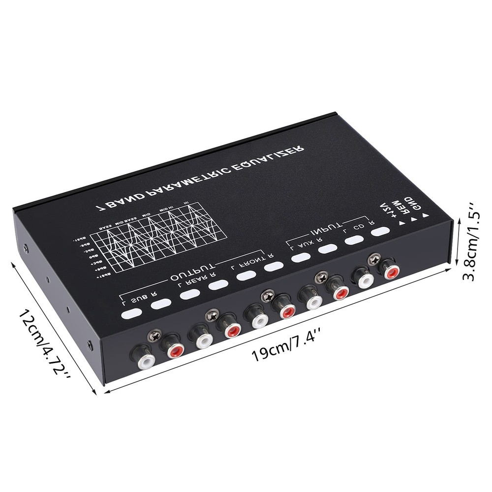7-Band Car Audio Equalizer, Adjustable 7 Bands EQ Car Amplifier Graphic Equalize