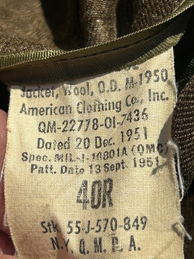 Korean War Era Engineer Ike Eisenhower Jacket Size 40 Regular