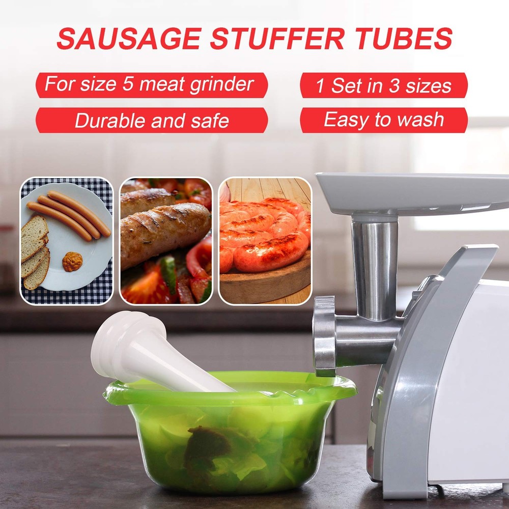 Mudder 9 Pcs Sausage Stuffer Tubes Bulk Kitchen Meat Grinder Attachment White