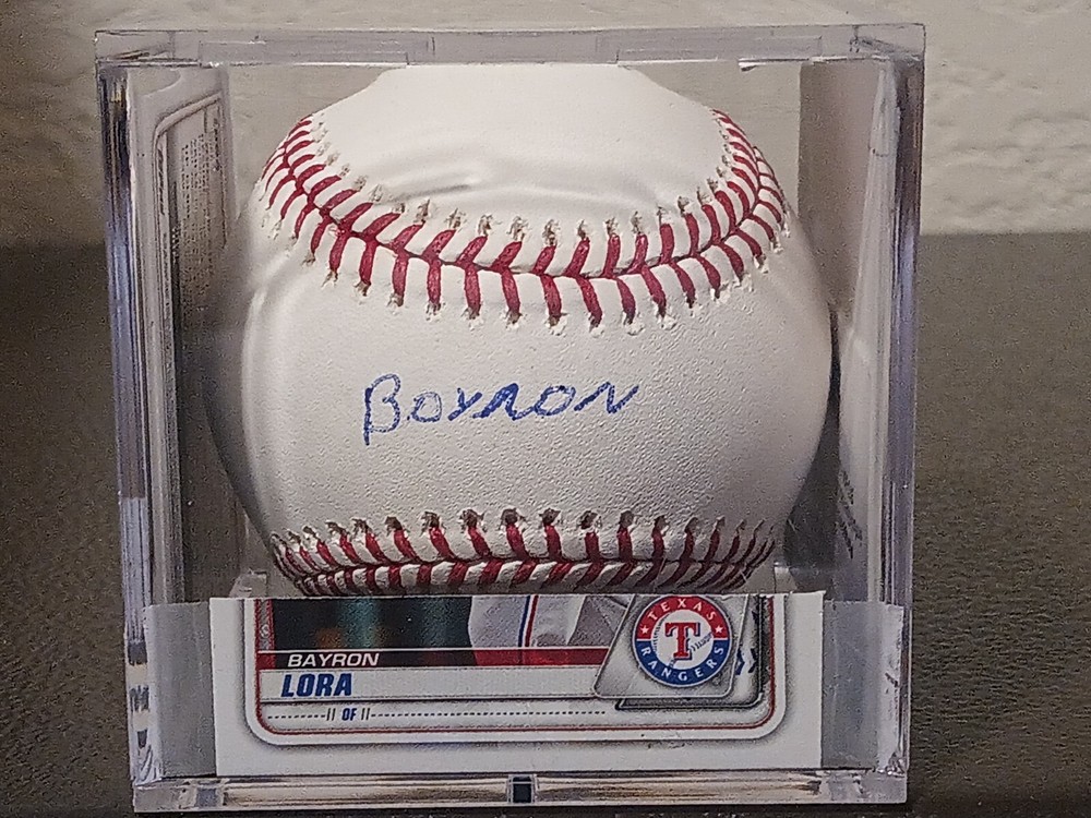 BAYRON LORA-Texas Rangers (Outfielder) Signed OML Baseball (JSA Basic COA)