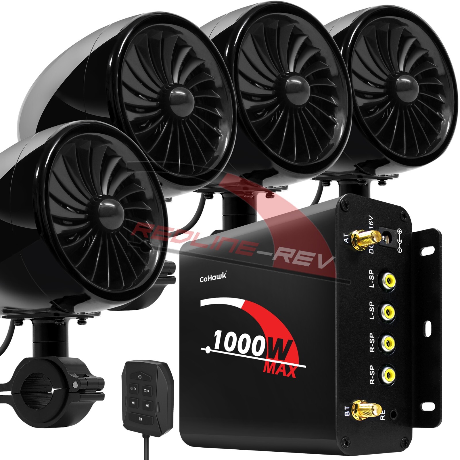 1000W Amp Motorcycle Waterproof Bluetooth Stereo 4-Speakers Audio MP3 System ATV