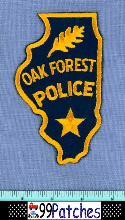 OAK FOREST ILLINOIS Police Shoulder Patch STATE SHAPE OAK TREE LEAF 3C