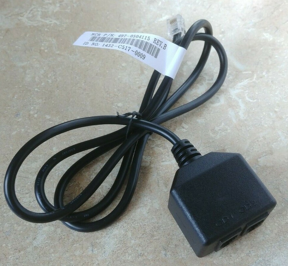 NCR 12V Dual 4-Pin CD1 CD2 Cash Drawer Splitter Cable 1432-C517-0009 497-0504115
