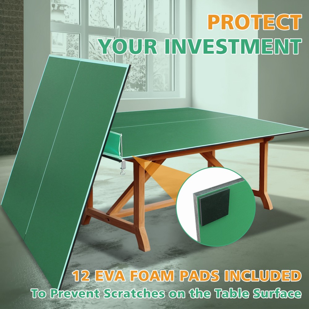 Foldable Ping Pong Table Top for Indoor Games 8.5ft Green Conversion Surface