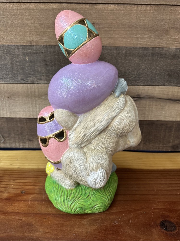 Ceramic Bunny With Easter Sparkly Eggs 14”