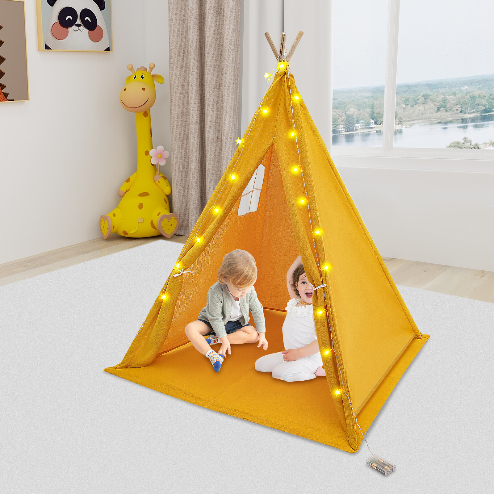 Children's Indoor Playhouse Play Tent With Light for 1-3 Kids Home Tent For Kids