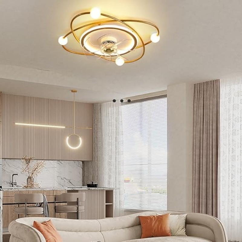 Recessed Ceiling Fan Light Creative Design Studyroom 3-colour Light Dimmable