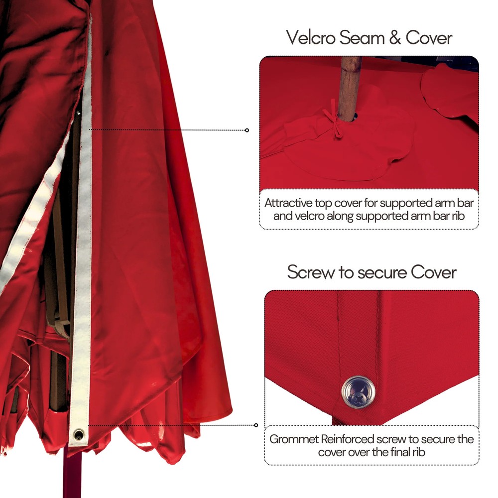 10ft Cantilever Supported Bar Umbrella 8 Rib Replacement Canopy Red