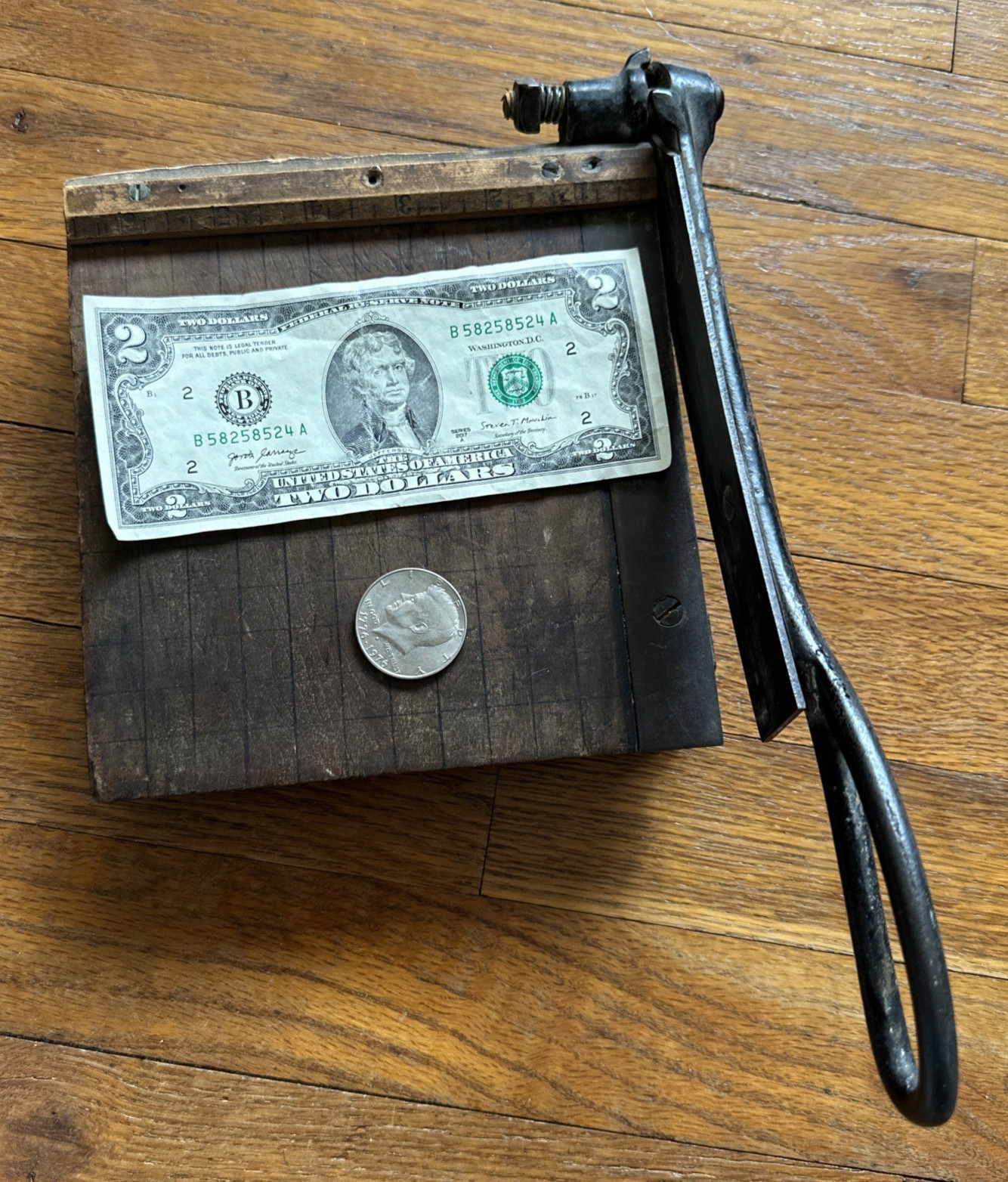 Vintage Wood Small Photo Paper Cutter 6" x 7" - Blade Needs Sharping