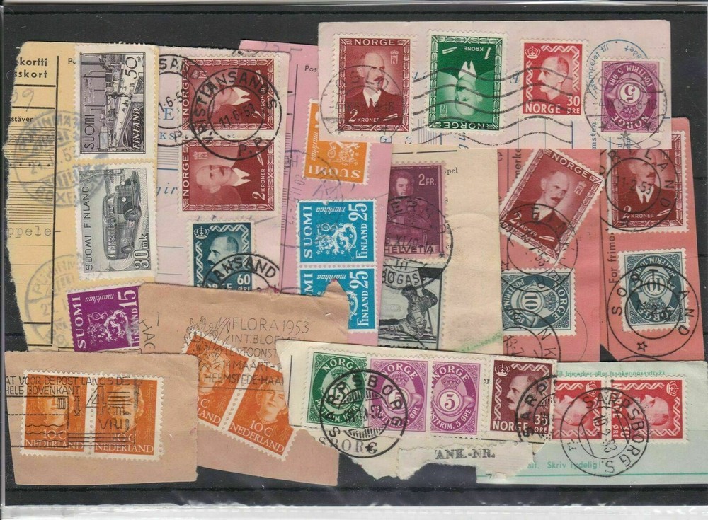 Different Europe Stamps + Cancels on Piece Ref 28538