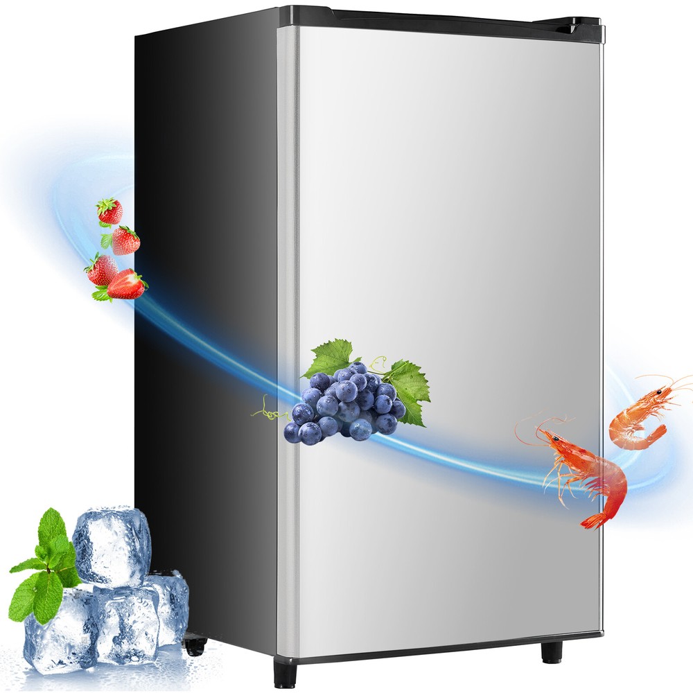 Low Noise Mini Fridge w/ Freezer Compartment Single Door Adjustable Temperature